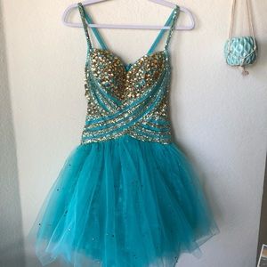 Sherri Hill Turquoise Prom Dress
